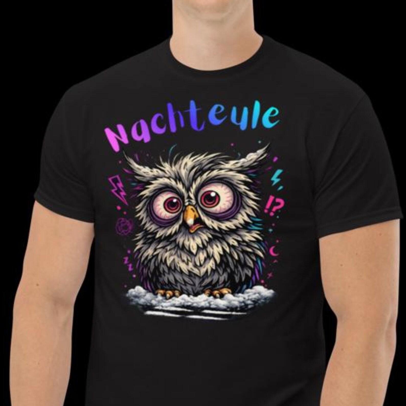 Funny Night Owl Shirt for Night Owls and Gamers Cute Owl Graphic Tee Kawaii Animal T Shirt Gift for Students S