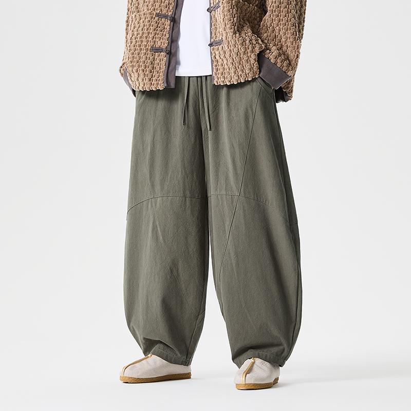 2025 Autumn Men Straight Casual Pants Men Linen Harlan Loose Wide Leg Cotton Trousers Male Casual Wear Pants