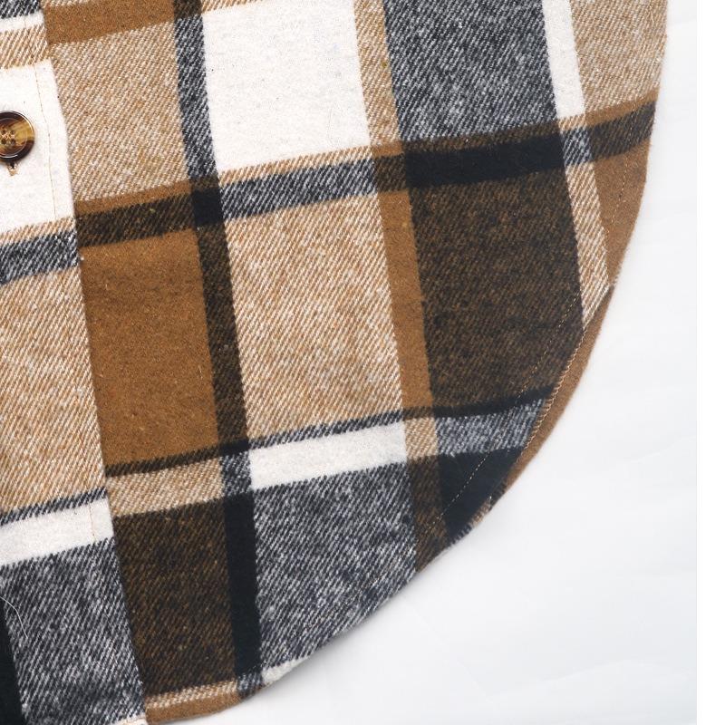 Women Plaid Print Flap Collar Sleeveless Jacket  Autumn Loose Fashion Single Breasted Long Thermal Vest