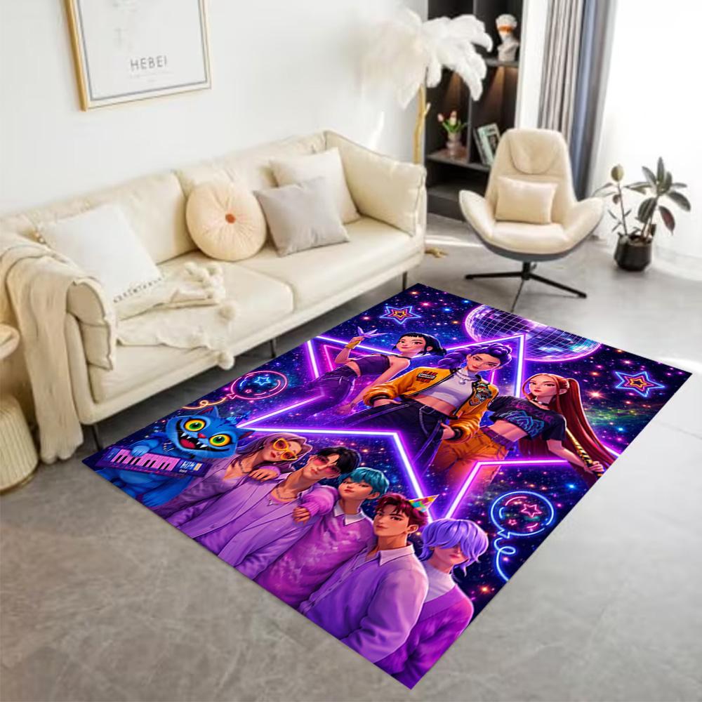 K-pop Fashion Fusion Floor Rug Office Rug Perfect for Dining Room Study room Balcony Living Rooms Anti-slip Rug Anime Office Decor Best for Christmas