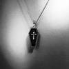 Gothic Coffin Cross Pendant Necklace - Halloween Jewelry for Men and Women - Unisex Large Cross Necklace