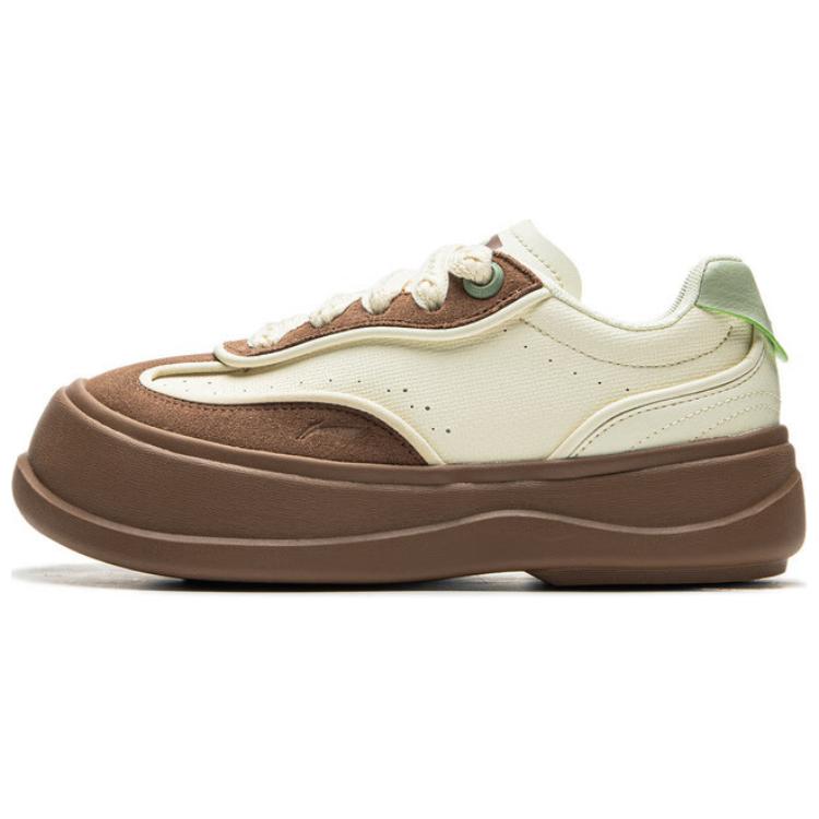 New LiNing Honey Platform Anti-Slip Wear-Resistant Low-Top Casual Shoes Women's Beige Brown AGCU418-5