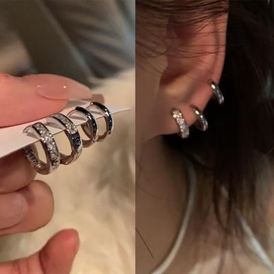 Exquisite and Versatile Zircon Earrings, Light Luxury Circle Earrings for Women