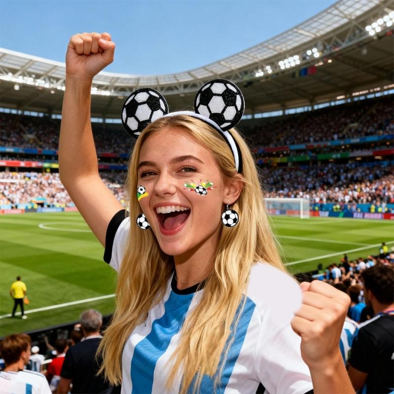 3Pcs Soccer Fan Hairband Set With Geometric Ball Design Hair Ornament Earrings And Skin Decal For Parties