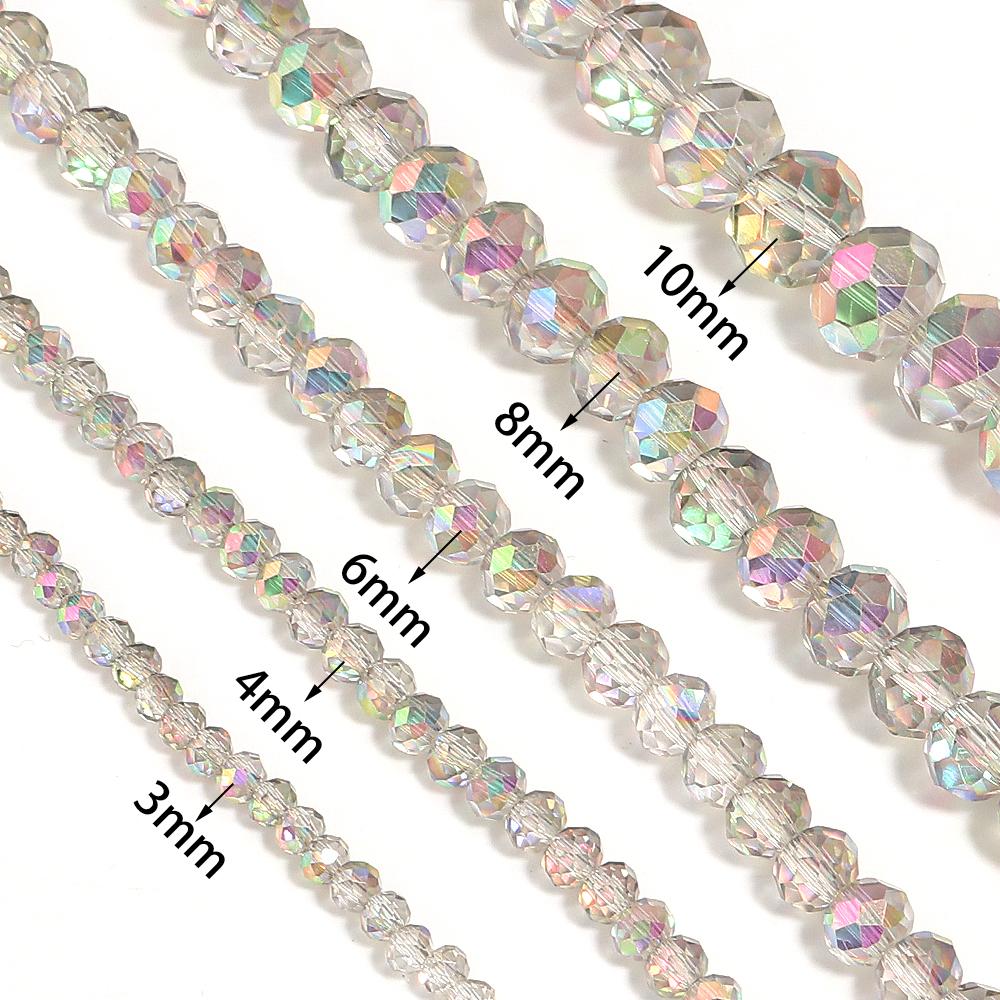 1 Strand 3/4/6/8/10mm Faceted Crystal Beads Transparent Pink Glass Loose Beads For Jewelry Making DIY Necklace Bracelet Supplies