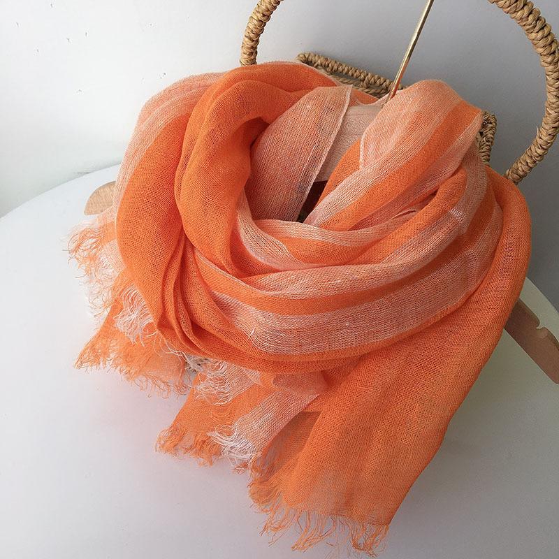 Decorative Striped Linen Scarf Versatile Unisex New Scarf Versatile Japanese Design Cotton Linen Scarves