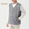 Men Waistcoat V-Neck Sleeveless Single-Breasted Vest Coat Solid Color Velvet Lined Warm Vest Jacket with Pockets