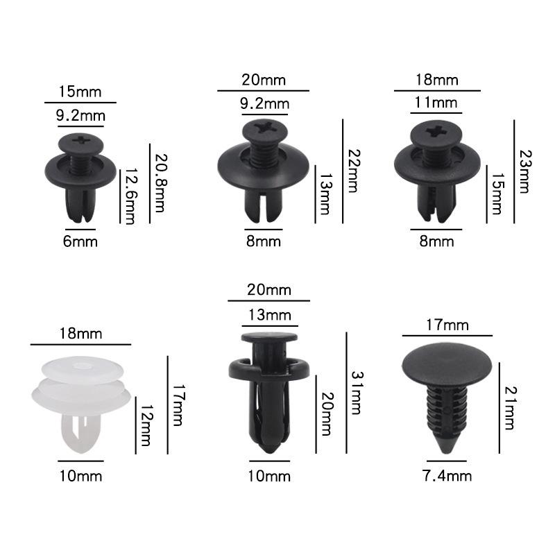 100Pcs Car Clip 6 Size Auto Interior Plastic Bumper Clips Rivets Fasteners Push Type Pin Retainer Trim Kit With Fastener Remover