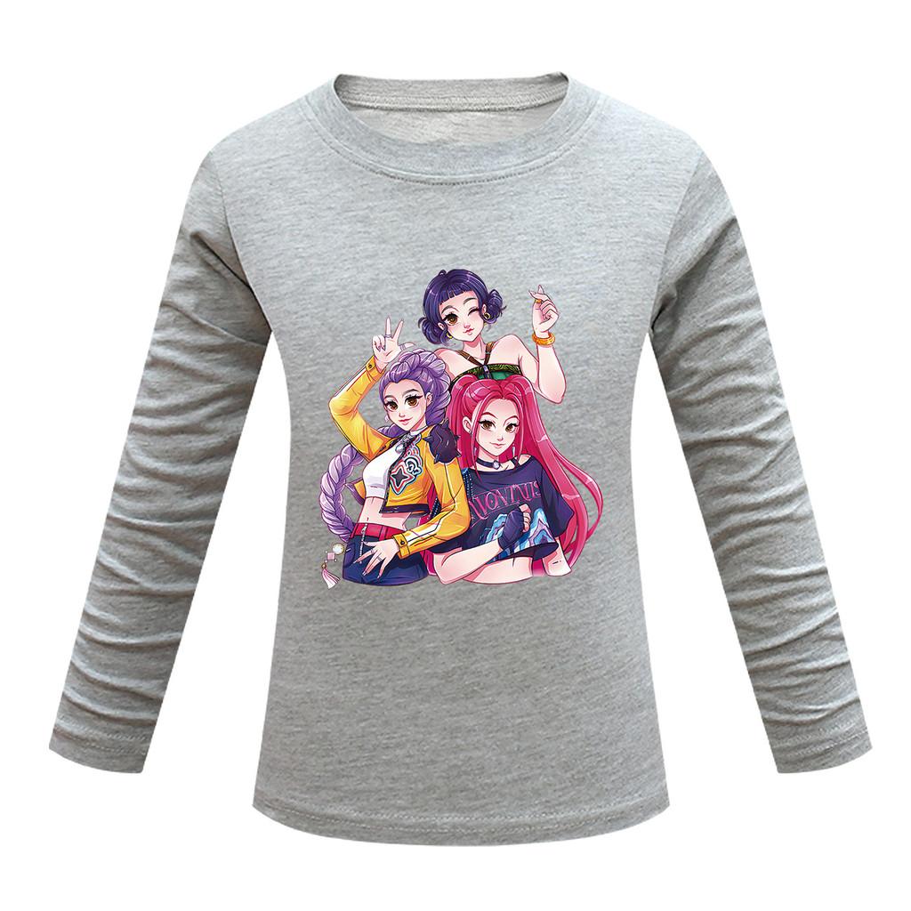 Dětské Dívčí Anime Kreslené K-POP Rumi Zoey Mira Potištěné Ležérní Tričko s Dlouhým Rukávem Top