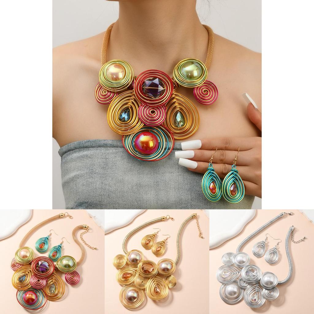 Artistic Jewelry Collection With Plant Floral Motifs And Water Wave Chains For Unisex Wear