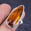 Citrine Gemstone Handmade 925 Sterling Silver Jewelry Ring Size 7.5 B4Q08