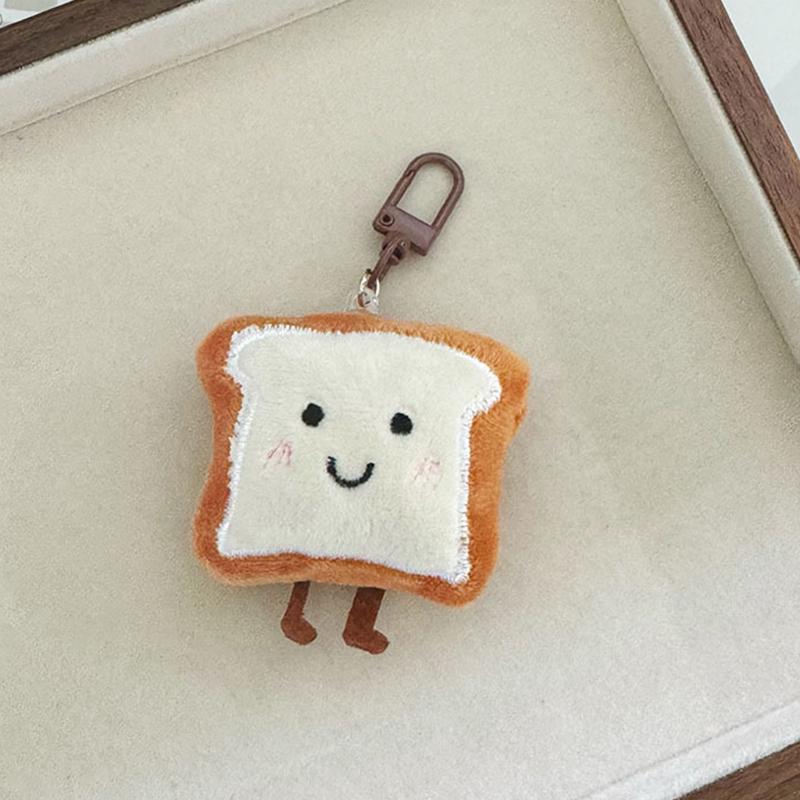 Kawaii Creative Plush Toast Bread Keychain Cute Cartoon Plush Bread Keyring Pendant Backpack Decoration Accessories Gifts