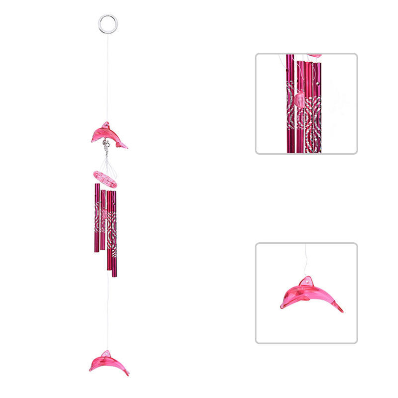 Dolphin Creative Crystal 4 metalowe rurki Windchime Wind Chime Home Decor