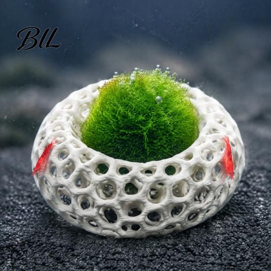 3D Printed Aquarium Cave 2Pcs Shrimp Caves for Plants, Round Hideouts, Cherry & Dwarf Habitat Hides Moss Ferns And Anubias, Tank Decoration Freshwater