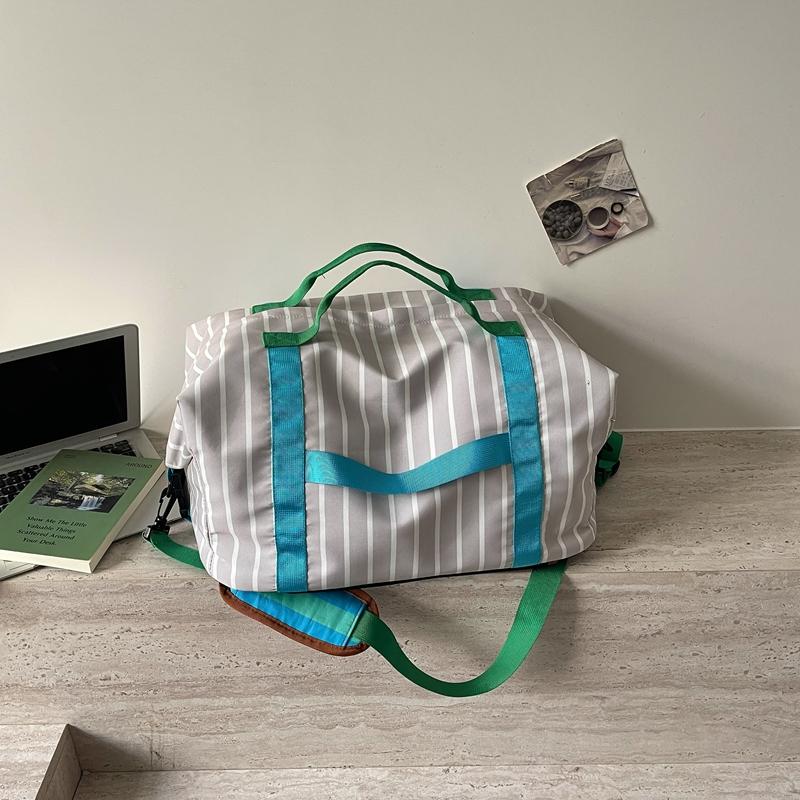 Large Capacity Striped Travel Duffle Bag Sports Gym Weekender
