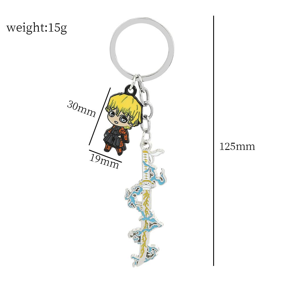 Anime Keychain Kimetsu No Yaiba Figure Kamado Tanjirou Weapon Pendant Keyring Car Key Holder Jewelry Accessories
