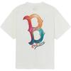 MLB Boston Red Sox Loose Gradient Back Label Casual Short Sleeve T-Shirt Unisex T-Shirts 3ATSB0754-43IVS