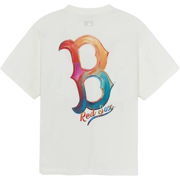 MLB Boston Red Sox Loose Gradient Back Label Casual Short Sleeve T-Shirt Unisex T-Shirts 3ATSB0754-43IVS