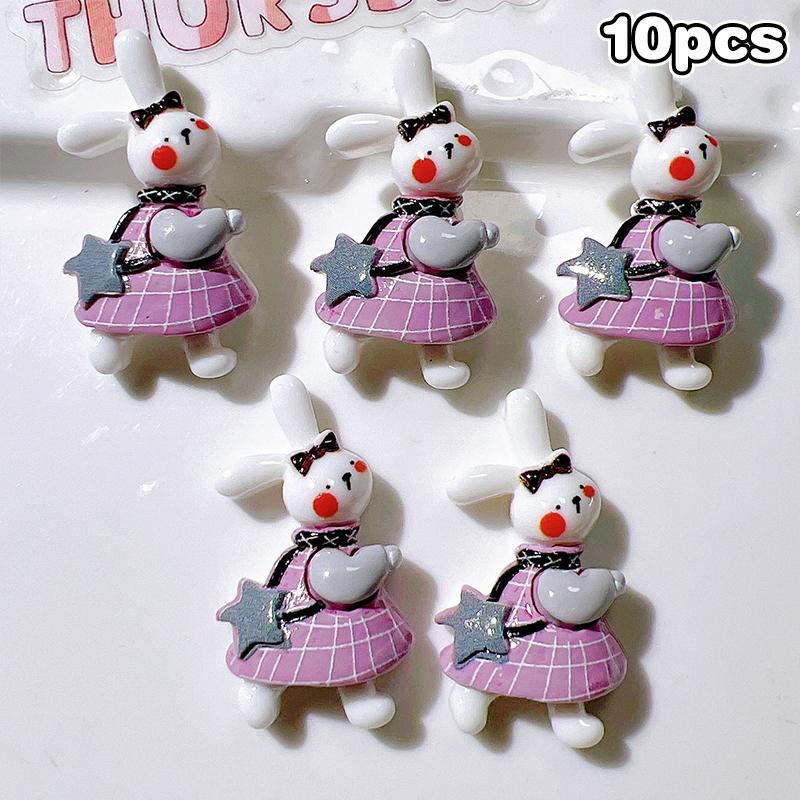 

10PCS Resin Colorful Cute Panda Rabbit Bear Penguin Dog Flat Back Stone Cartoons Scrapbook Figurine DIY Decor Accessories Crafts