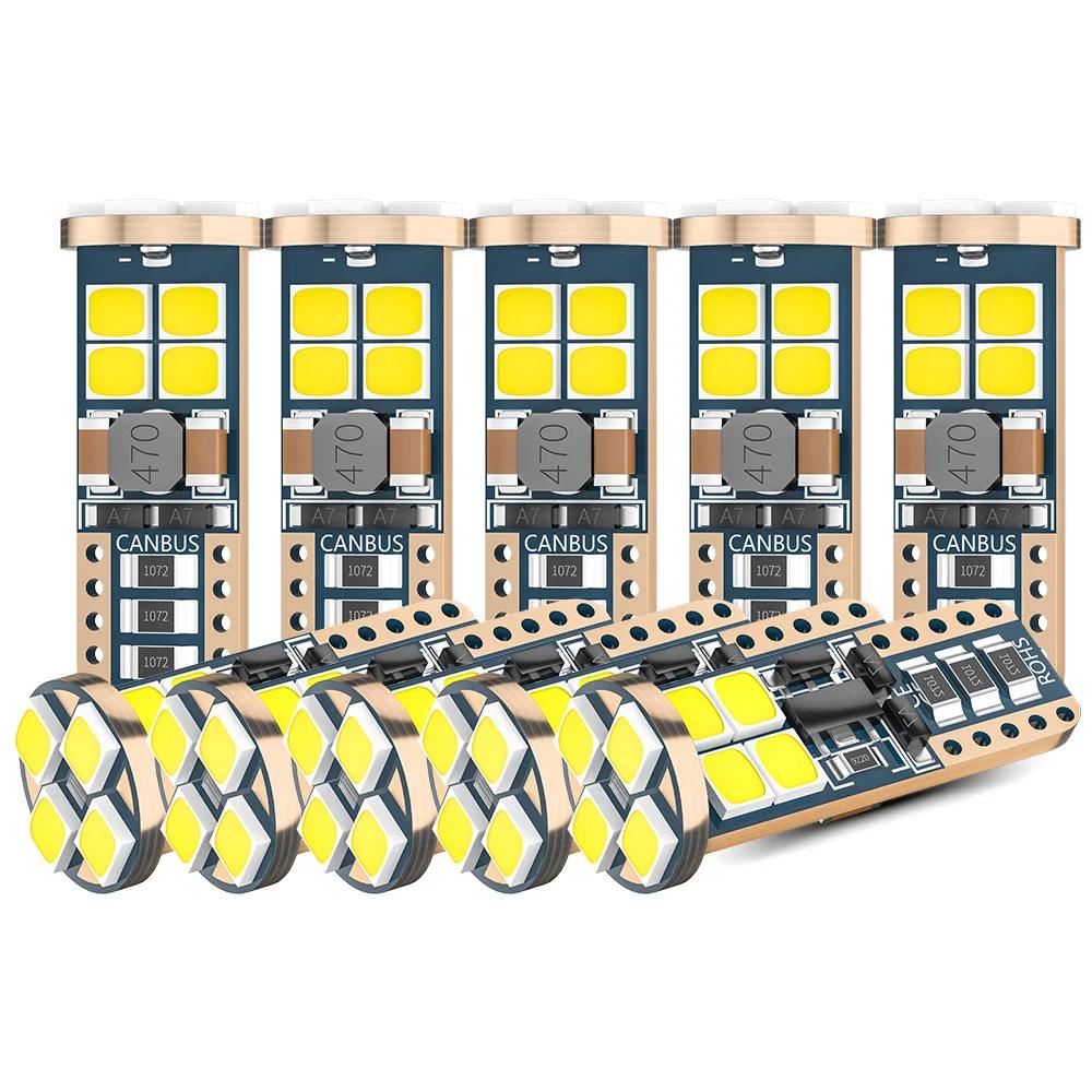 10 PIÈCES Ampoules LED W5W T10 Canbus 12-SMD 12V/24V Blanc 6500K 194 168 Lumières de Plafonnier Intérieur de Voiture Lumière de Stationnement Lampe Auto 4W