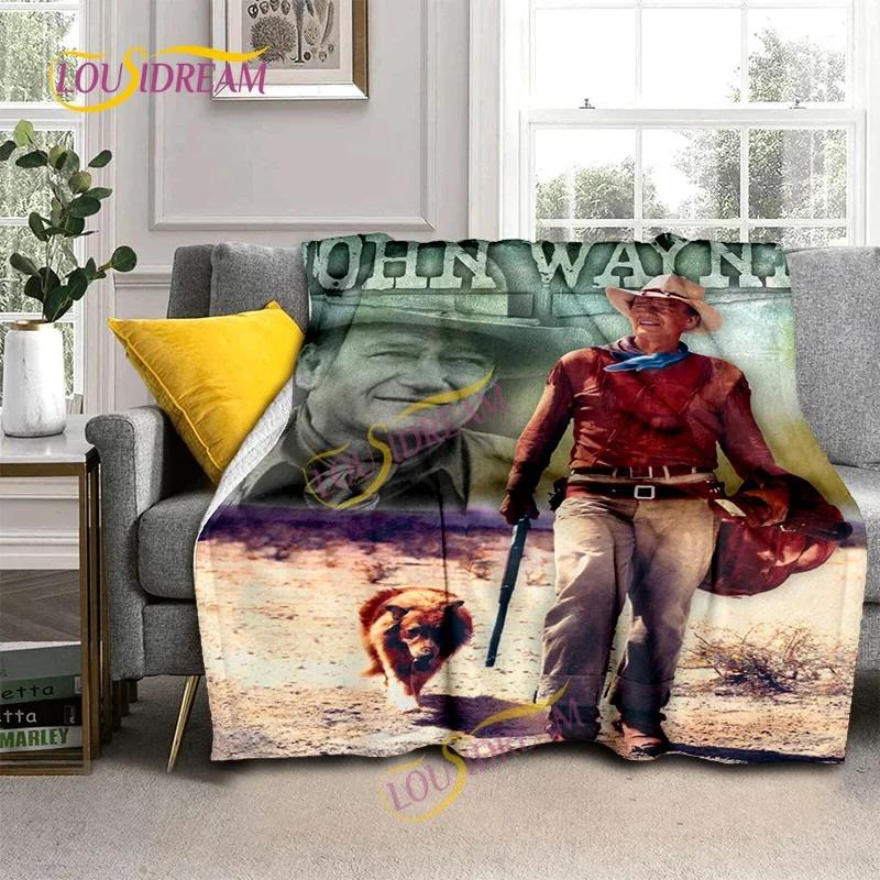 John Wayne Blanket Super Soft 3D Printed Famous Cowboy Actor John Wayne Flannel Blanket Home Bedroom Washable Warm Lazy Blanket