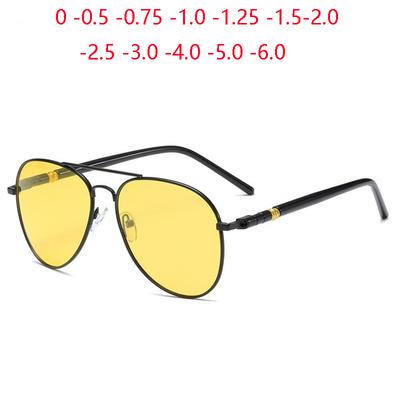 Night Vision Lens Pilot Myopia Sunglasses Men Polarized Women Driving Prescription Sun Glasses With Diopter -0.5 -0.75 To -6.0