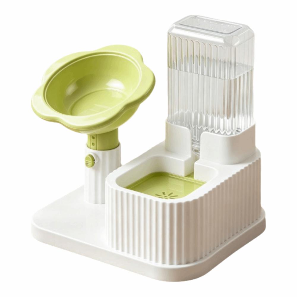 2-in-1 Pet Bowl Adjustable Height Automatic Water Dispenser Cat Water Food Bowl Cat Feeding