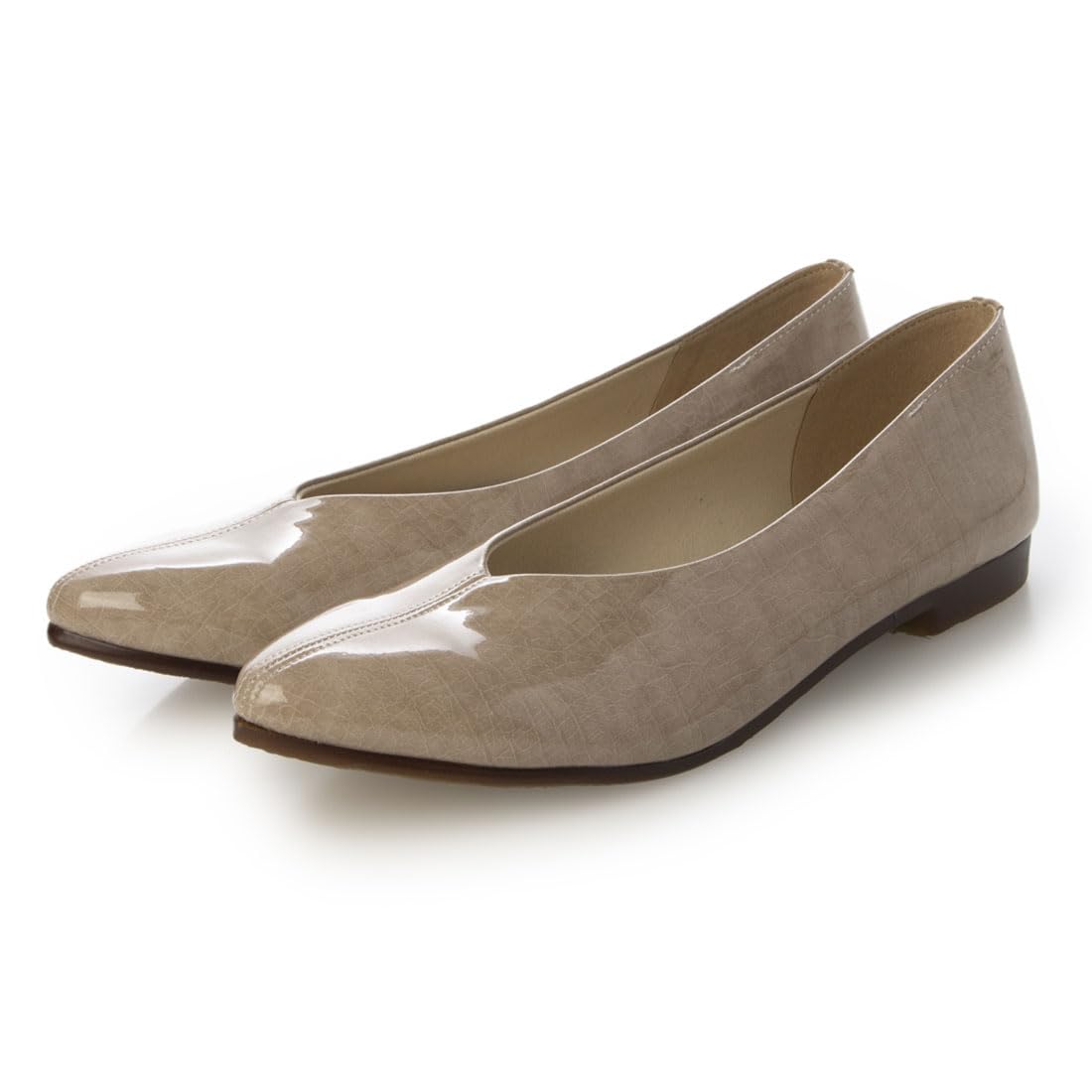 

IK Plus Women s Center Seam Flat Pumps, Light Oak Patent Leather, Size 23.5cm, 3E, 4025