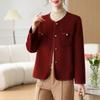 Mom's Stylish Faux Leather Jacket: Autumn Long Sleeve Print for Middle-Aged & Elderly Women