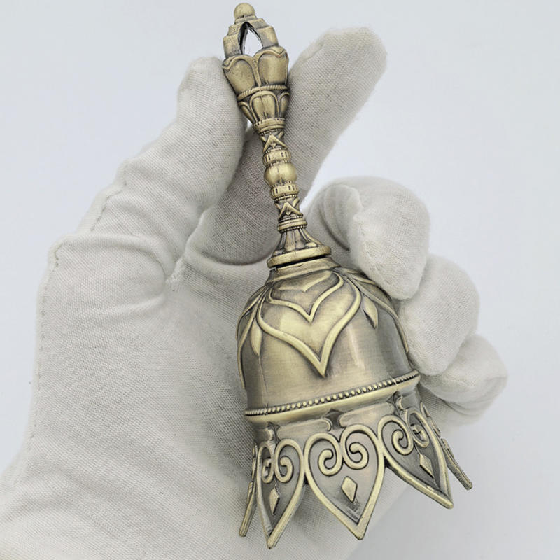 Delikatny Vintage Ręcznie Nakręcany Dzwonek Wielofunkcyjny Dzwonek Treningowy dla Zwierząt Metalowy Dzwonek Do Obsługi na Wesele, Kolację, Boże Narodzenie