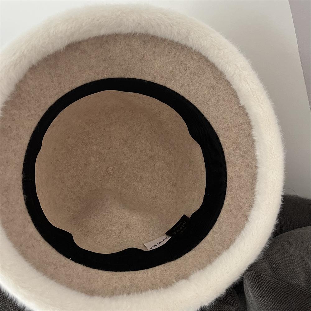 Autumn and Winter Warm Wool Woolen Fisherman Hat Children's New Thickened Fashion Versatile Basin Hat Show Face Small Bucket Hat