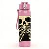 1PC Monochrome Skeleton Bust 750ml Color Plastic Sports Water Bottle Leakproof Flip Straw Lid For Sports Office Home Use
