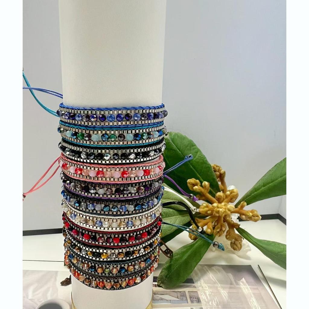 European & American Handmade Woven Crystal Retro Ethnic Friendship Bracelet for Women