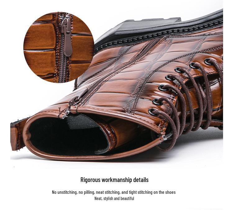 Men's Cross-Border High-Top Leather Boots - Large Size, Autumn/Winter 2025, New Workwear & British Martin Style
