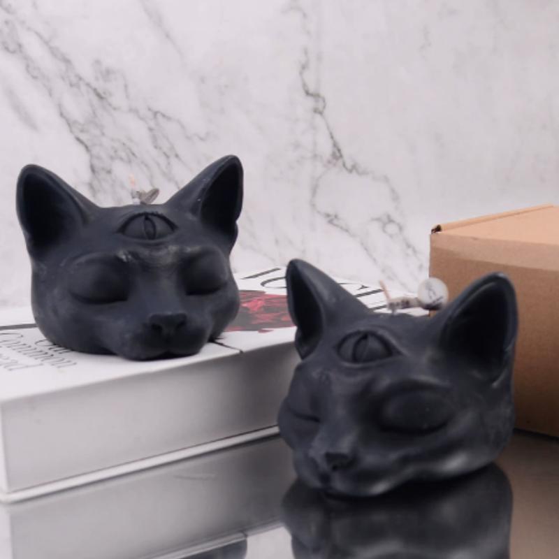 Three Eyes Cat Scented Gothic Candles Soy Wax Halloween Creative Aromatherapy Decoration Dark Cat Ornaments Home Room Decor Gift