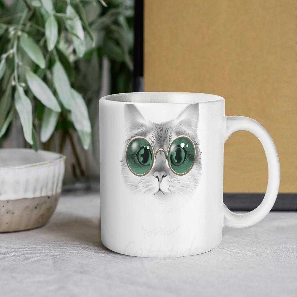 1 Förpackning 11oz Vit Keramisk Mugg Dubbelsidig Tryckt Detalj Stark Kaffekopp Idealisk För Hemmet Kontoret Daglig Uppfriskning