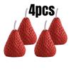 4pcs Strawberry Shaped Soy Wax Candles for Meditation Mood Boosting Weddings Birthday Gifts with Fruit Aroma Smokeless Candles
