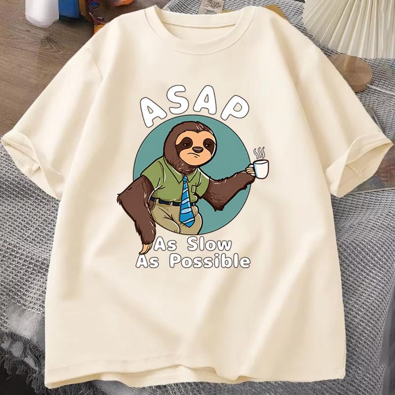 Funny Office Humor Tee Funny Sloth Work Tshirt Coffee Lover Casual Short Sleeve Tee Shirt Funny Worker Gift Oneck T Shirt