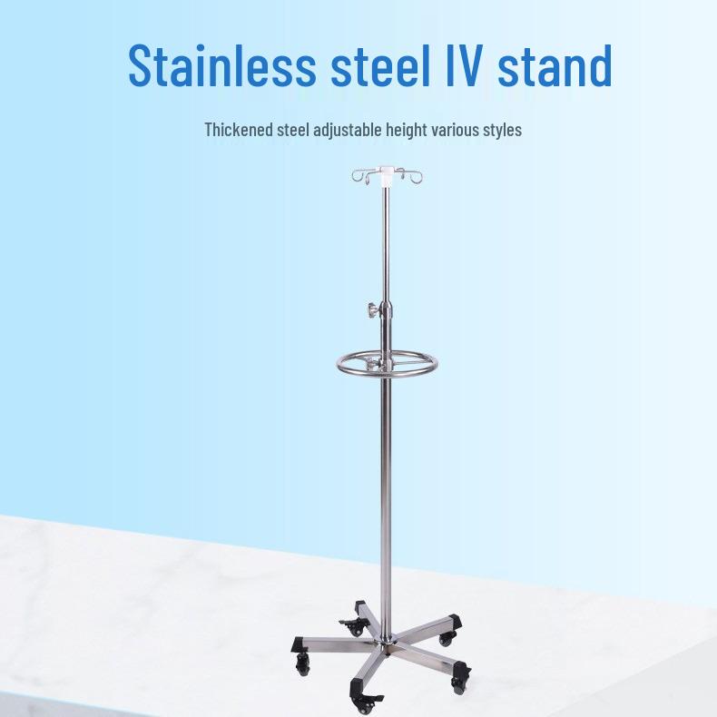 

Adjustable Stainless Steel IV Stand with Wheels