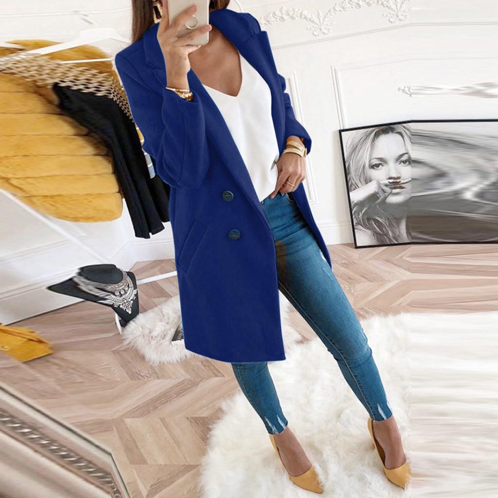 Damen Kunstwolle Eleganter Mantel aus Mischwolle Schlanke weibliche Langmantel-Oberbekleidungsjacke