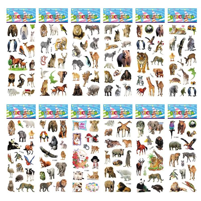 12pcs Scrapbook Stickers Real Animals Dinosaurs 3D Bubble Stickers Scrapbook Album DIY Decoration for Girls Boys Gifts TMZ