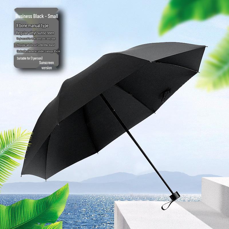 Ultra-Cool Black Double-Layer Sun Protection Umbrella for Women - Foldable & Reversible for Sun and Rain
