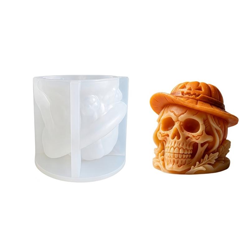 Saisonales Party-Formwerkzeug für handgefertigte Geschenke, 3D-Totenkopf-Gießform im Westernhut-Stil für Kerzenprojekte, Gipskunst und Ausstellungszwecke