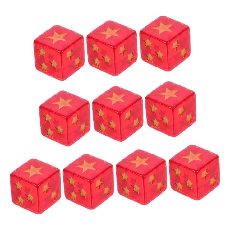 

10pcs Square Corner Resin Dices Red Transparents Styles Star Decorated Bright Dices For Board Games 1