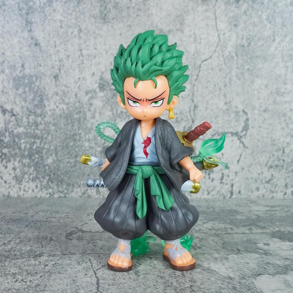 Q Version Zoro Anime Statue Zoro Hero One Piece Roronoa Zoro Approx 15cm PVC Action Figure [Used]