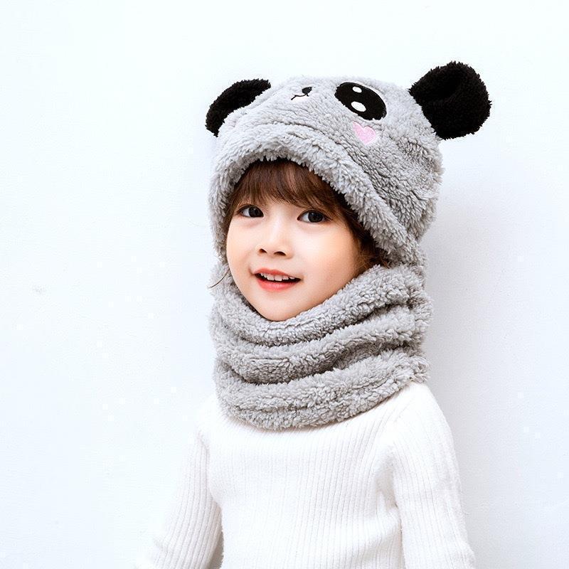 

1-3PCS Fashionable Warm Cartoon Animal Winter Hat Set for Boy and Girl Windproof Soft Hat Scar for Kids School Essential 1PC