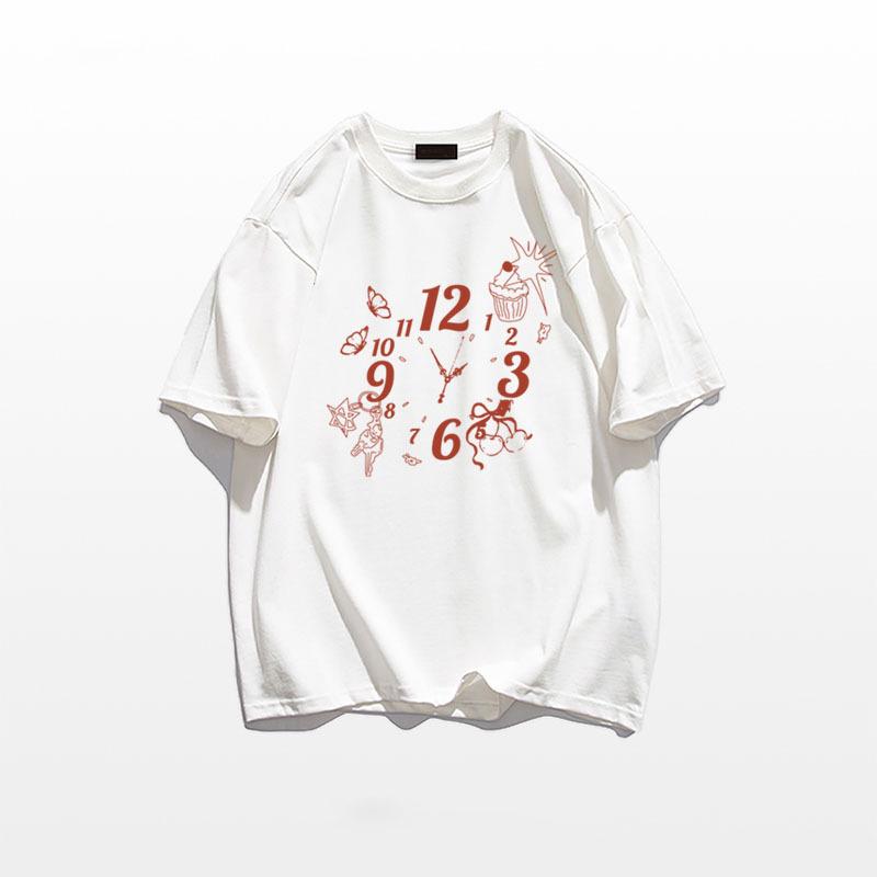 Women's Oversized Pure Cotton Short Sleeve American Style T-shirt – New Summer 2025 Design