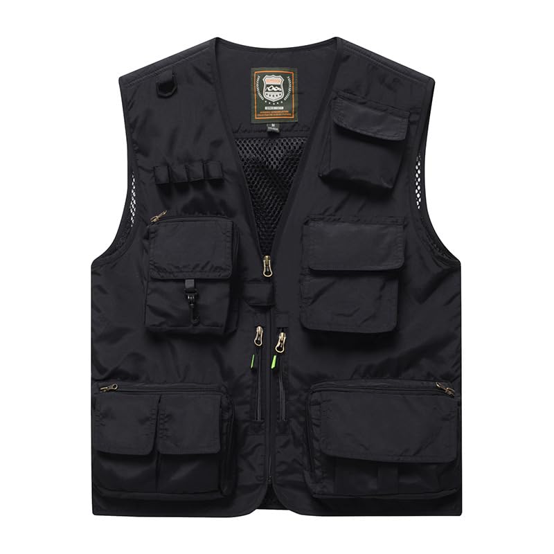 

Fishing Disaster and Outdoor UV Large Military Black [songlibin] Vest, Photographer s, Multi-Pocket Mesh, Multi-Functional, Work, Preparedness, чёрный
