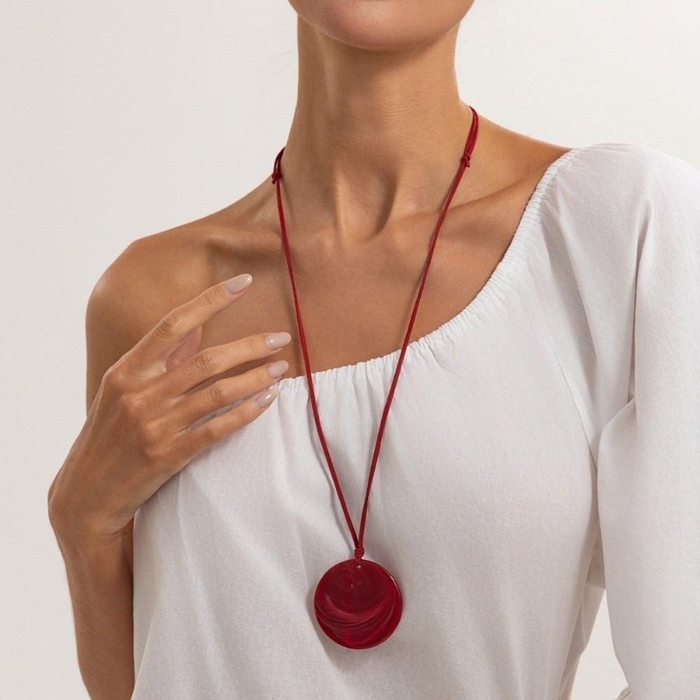 Swirl Dyed Gradient Resin Pendant Adjustable Bohemian Necklace Boho Outfit Styling