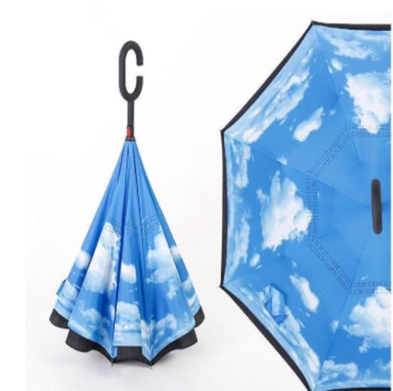 

Upside Windproof Down Free Handle Reverse Double Layer Folding Inverted Umbrella 1